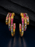 Multicolor Baguette Hoop Earrings