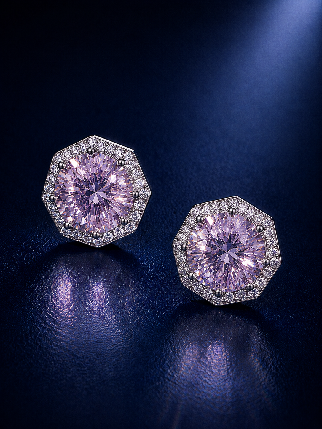 Elevated Octagon Halo CZ Statement Stud Earrings
