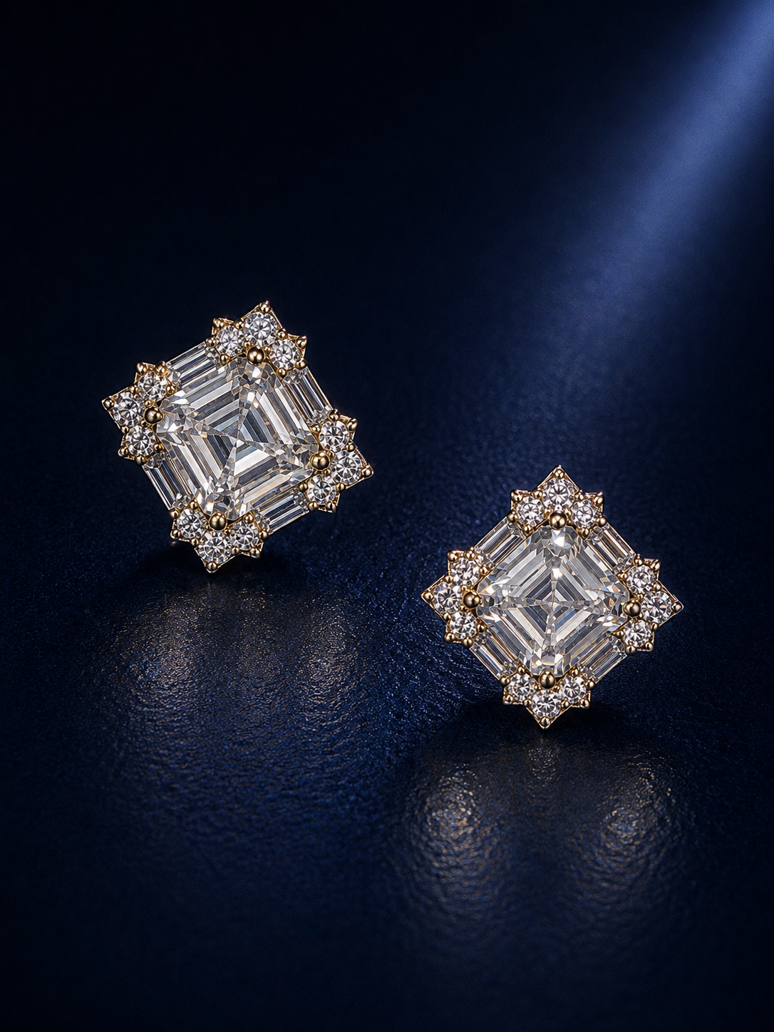 Cushion Cut CZ Halo Statement Stud Earrings