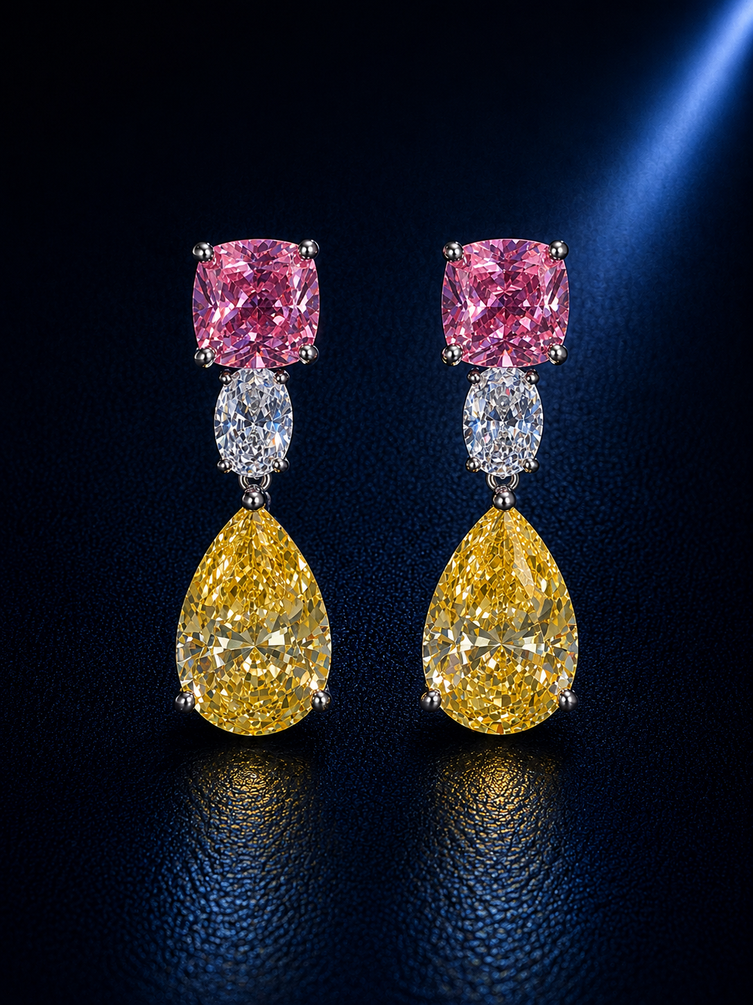 Pink & Yellow Teardrop Statement Earrings