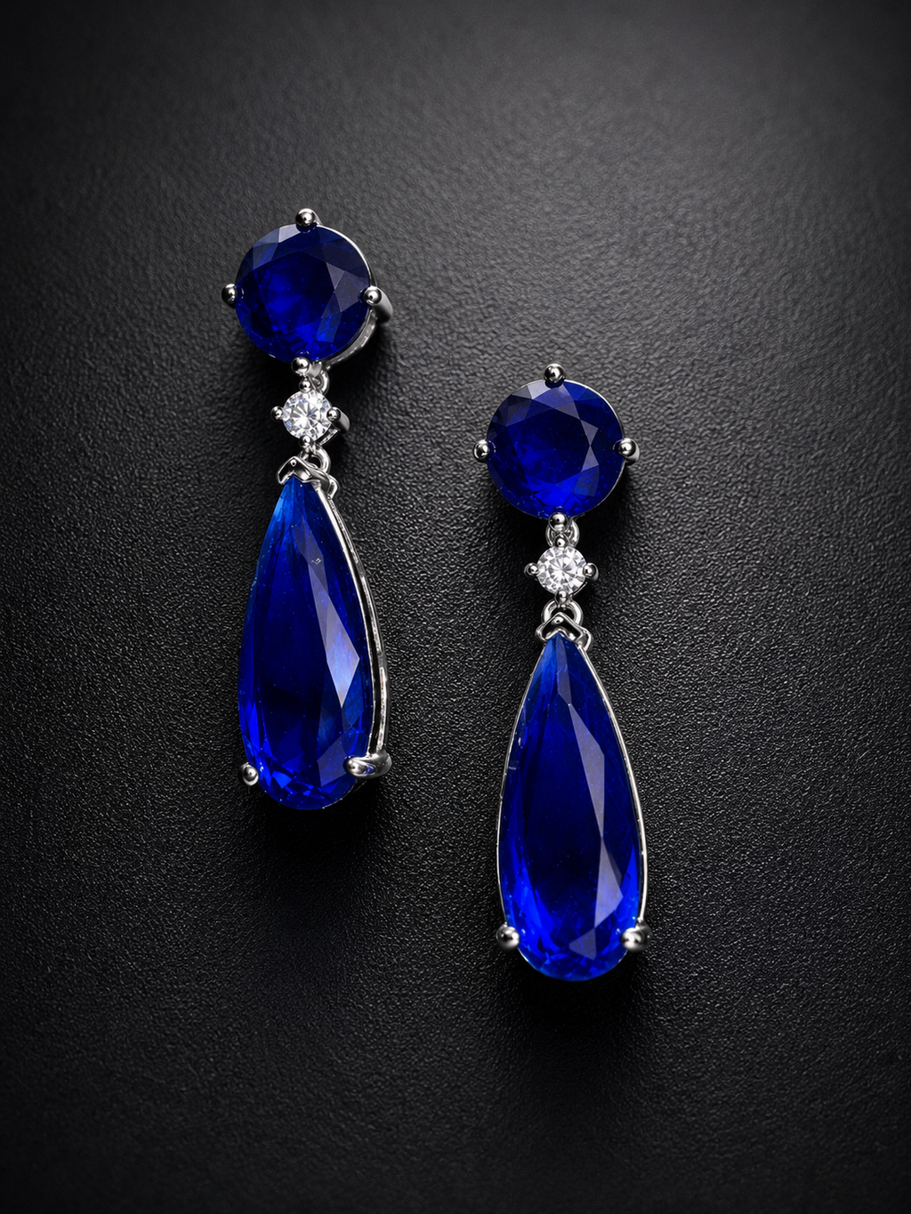 Blue Elongated Drop Earrings