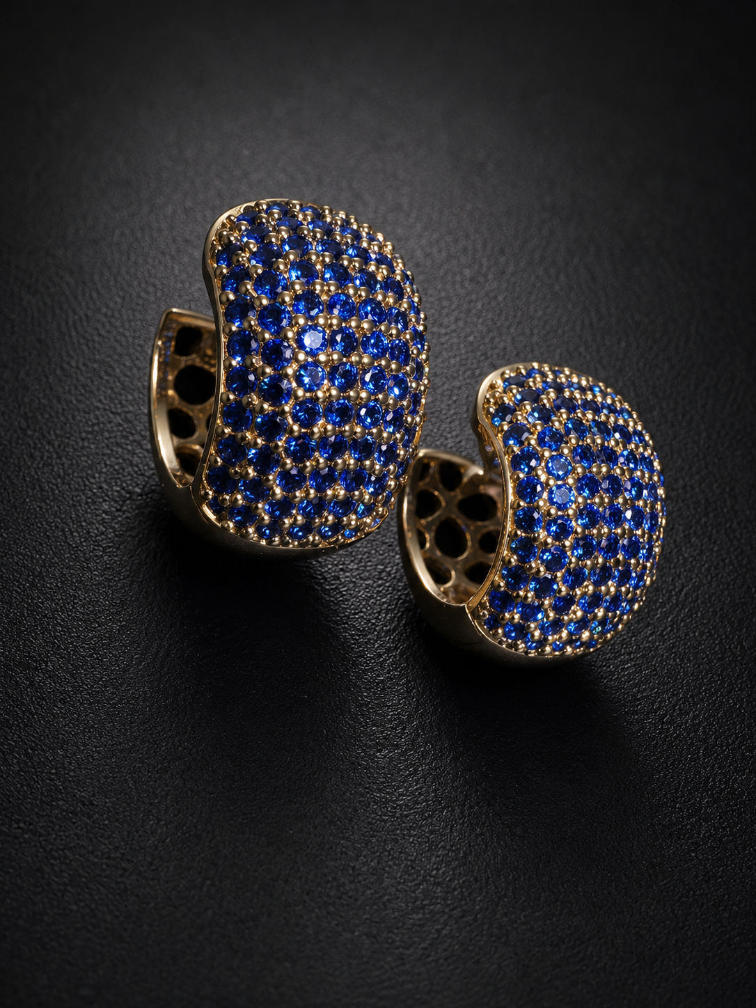 Blue Dome Huggie Hoop Earrings