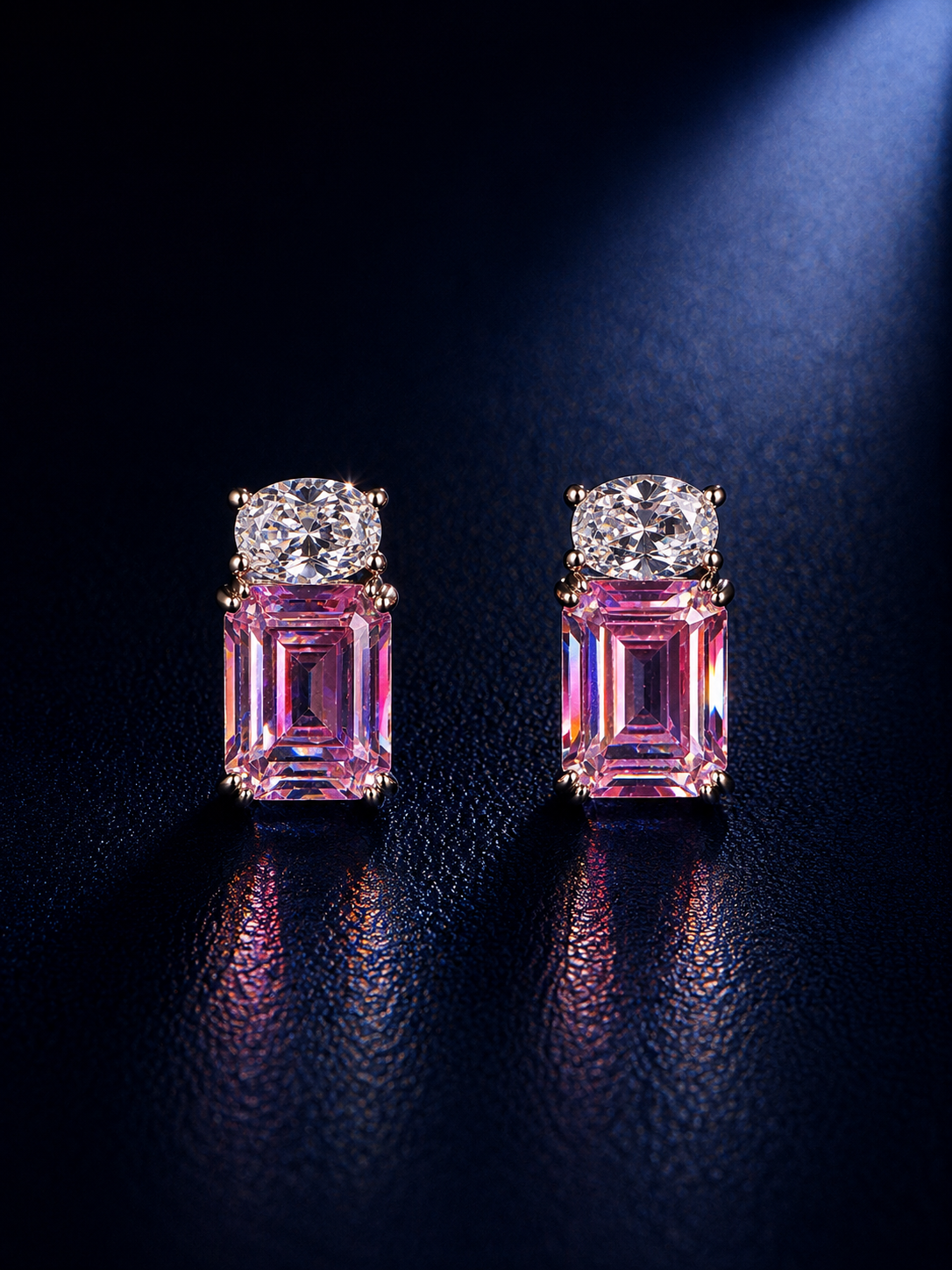 Pink Lumière Emerald-Cut Stud Earrings