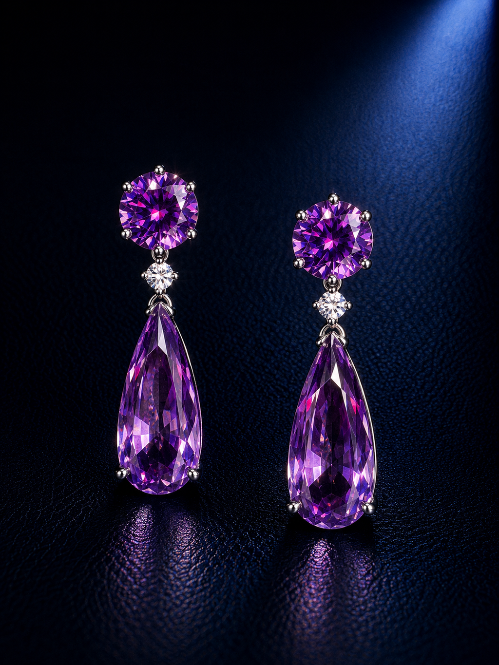 Purple Elongated Drop Earrings