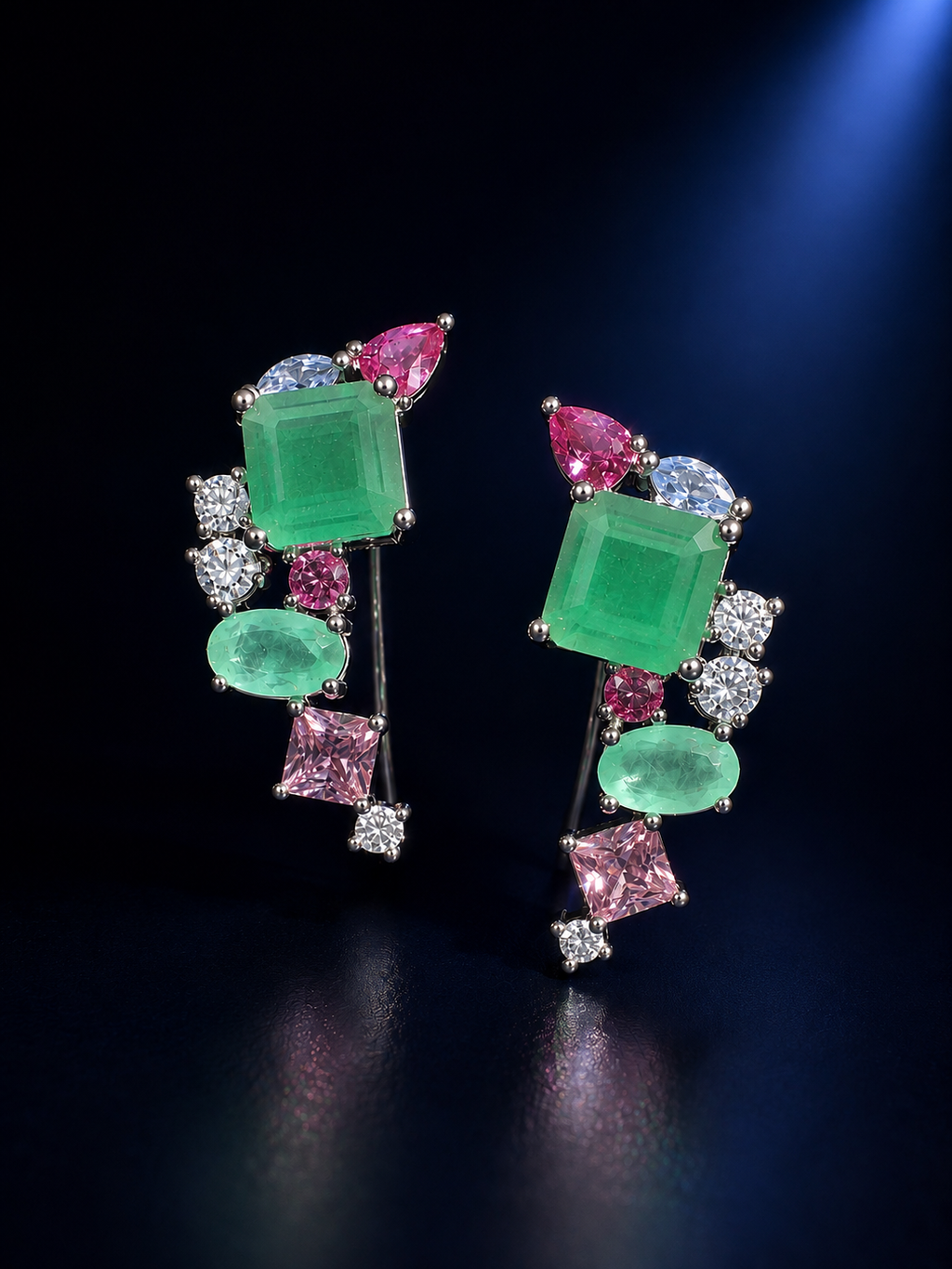 Green & Pink Cascade Earrings