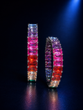 Rainbow Baguette CZ Hoops