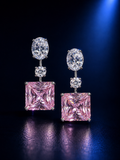 Pink princess cut Drop Earrings