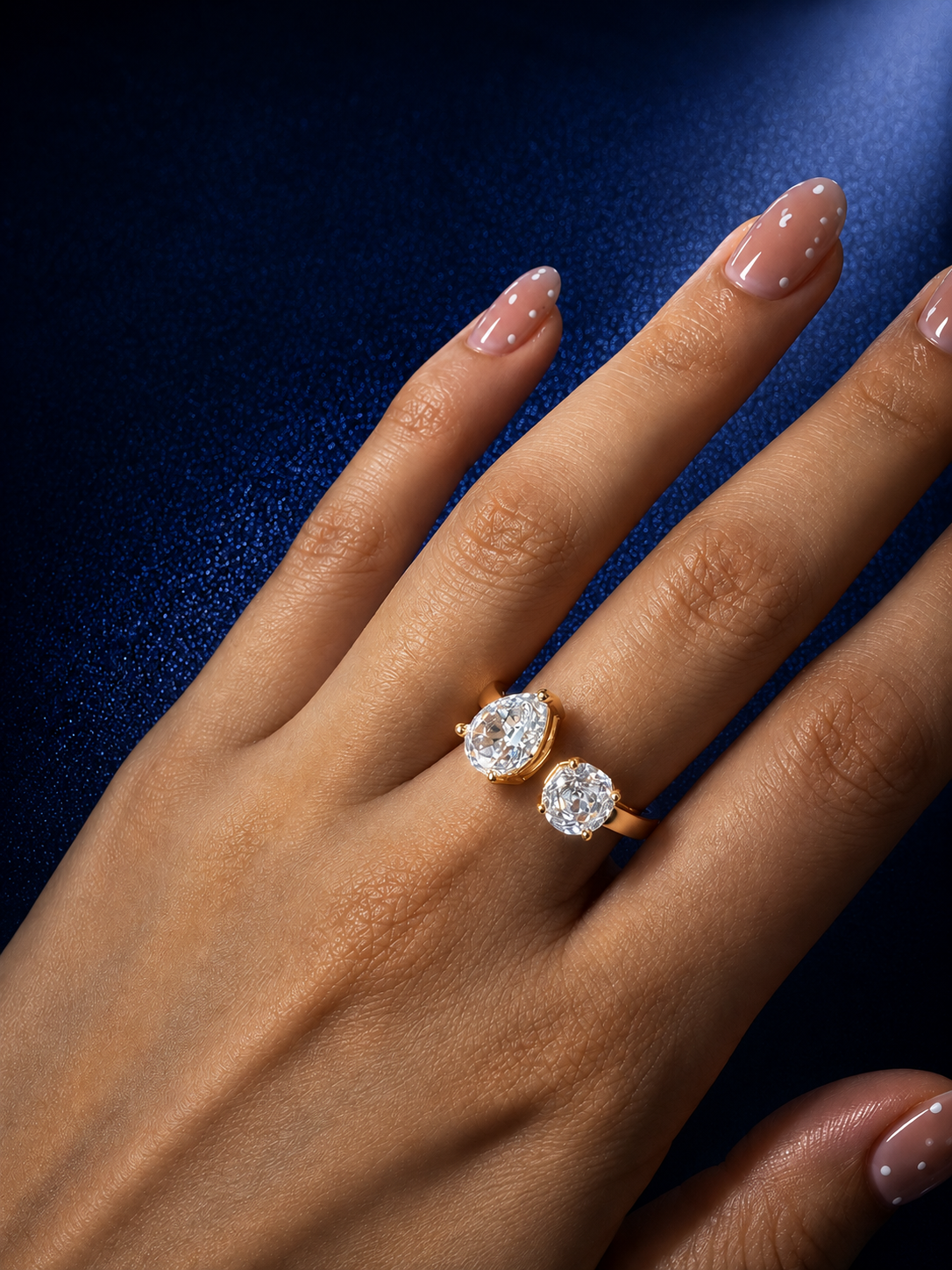 Open-Front Dual Stone Statement Ring