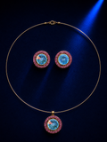 Blue Pink Halo Hasli Necklace Set