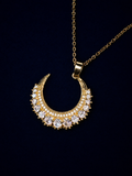 Crescent Halo Pendant Necklace