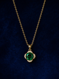 Emerald Halo Pendant Necklace