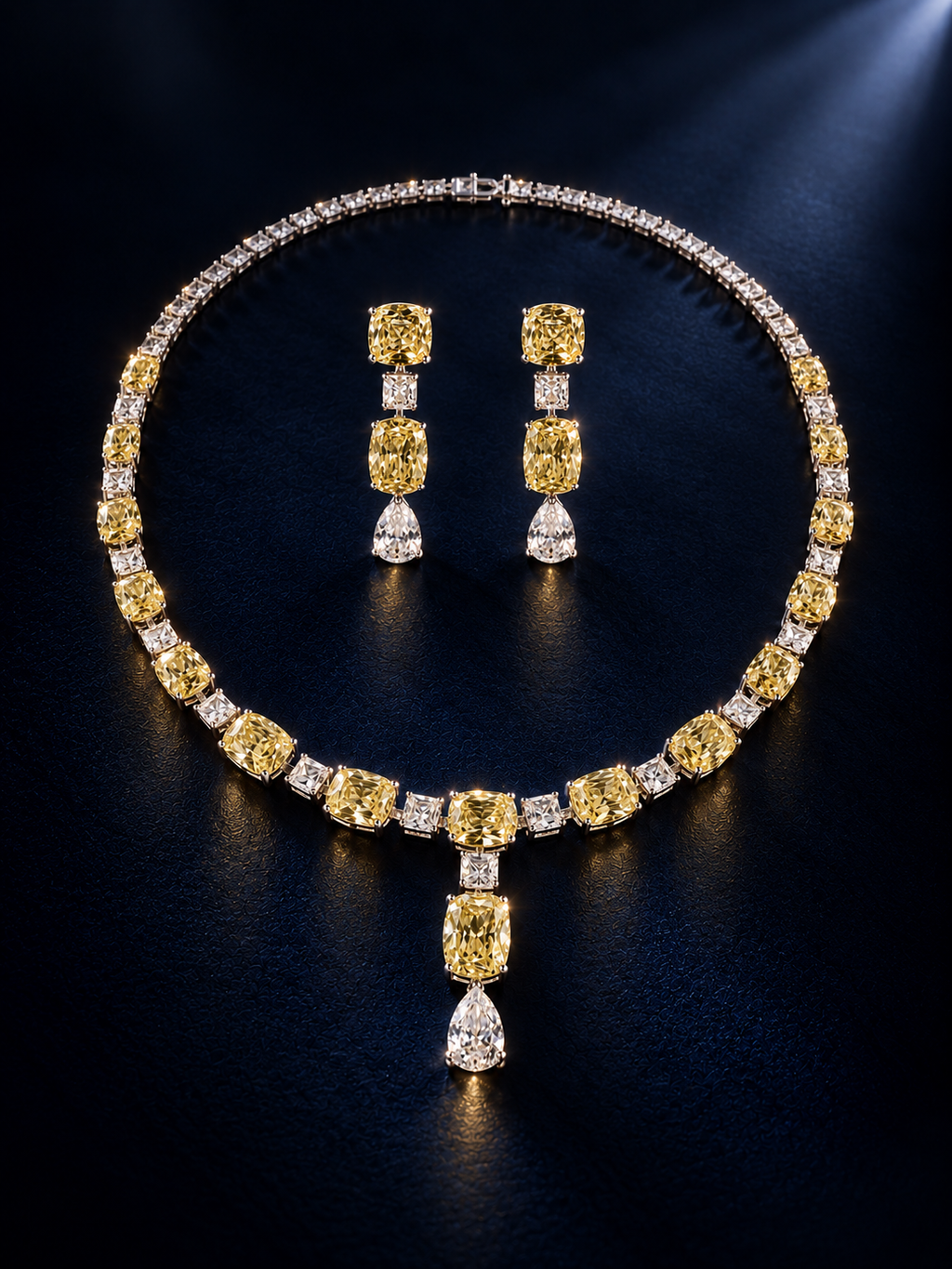 Cushion cut Statement Necklace Set