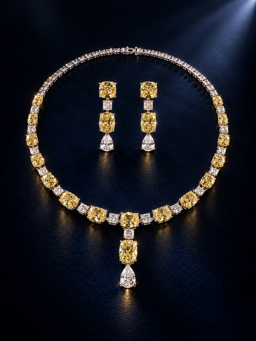 Cushion cut Statement Necklace Set