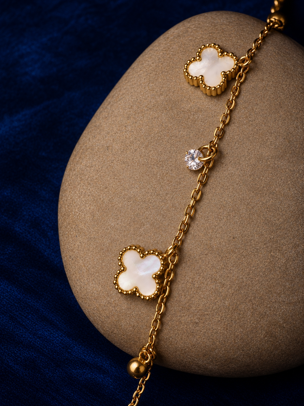 MOP Clover Charm Link Bracelet