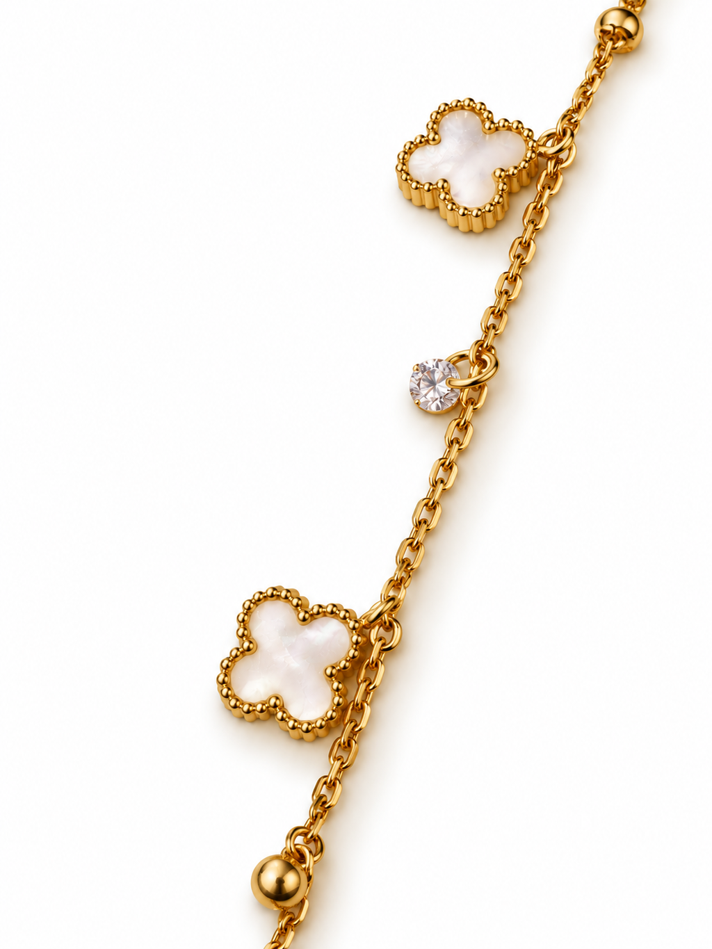 MOP Clover Charm Link Bracelet