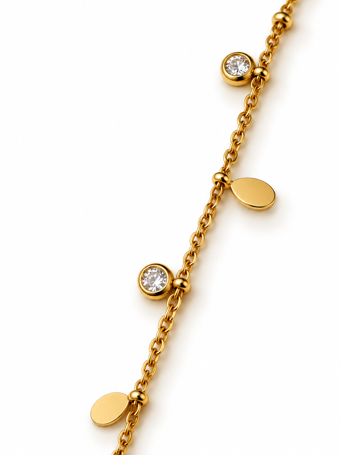 Luna Disc & CZ Charm Bracelet