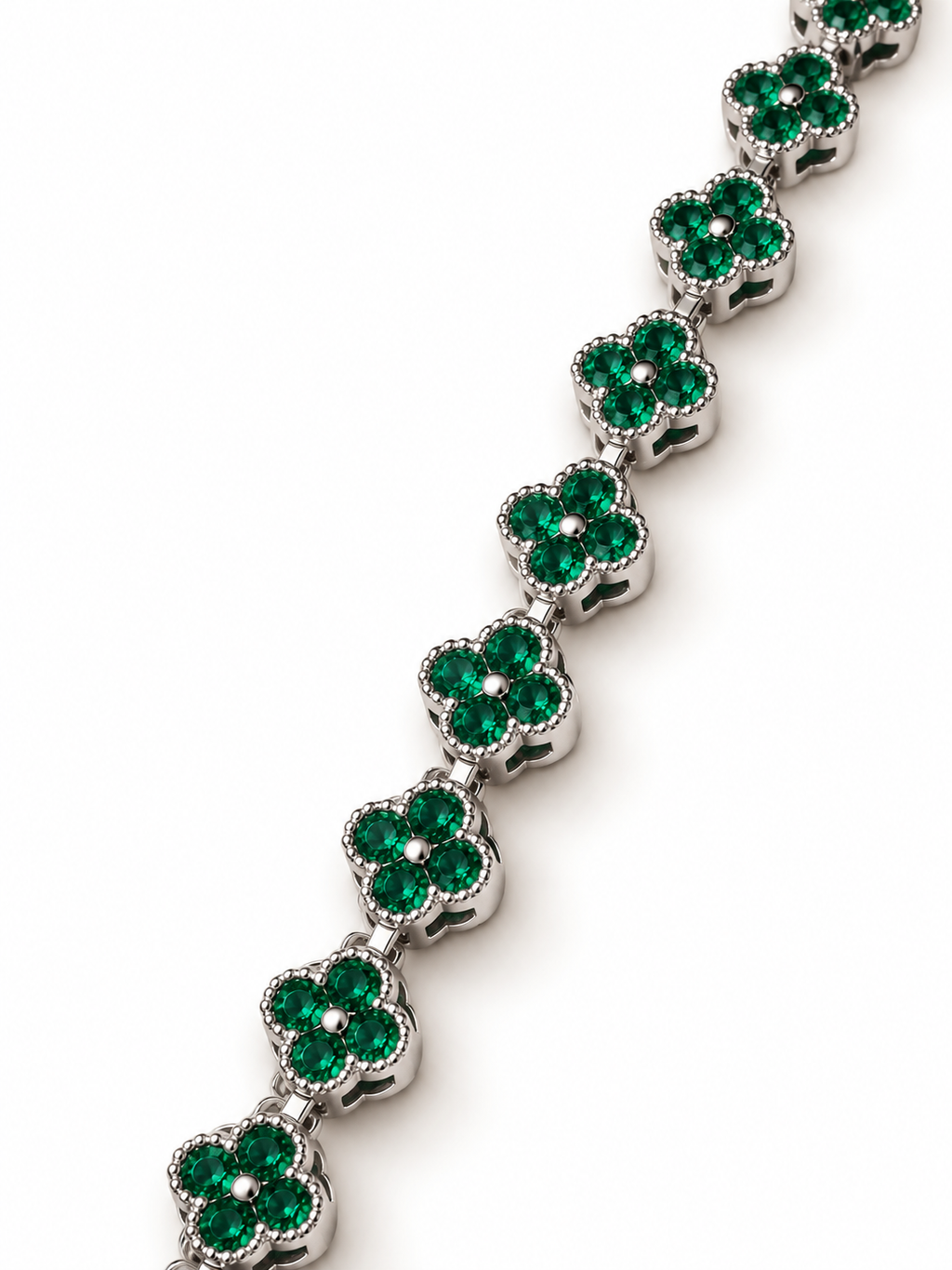 Emerald Clover Link Statement Bracelet
