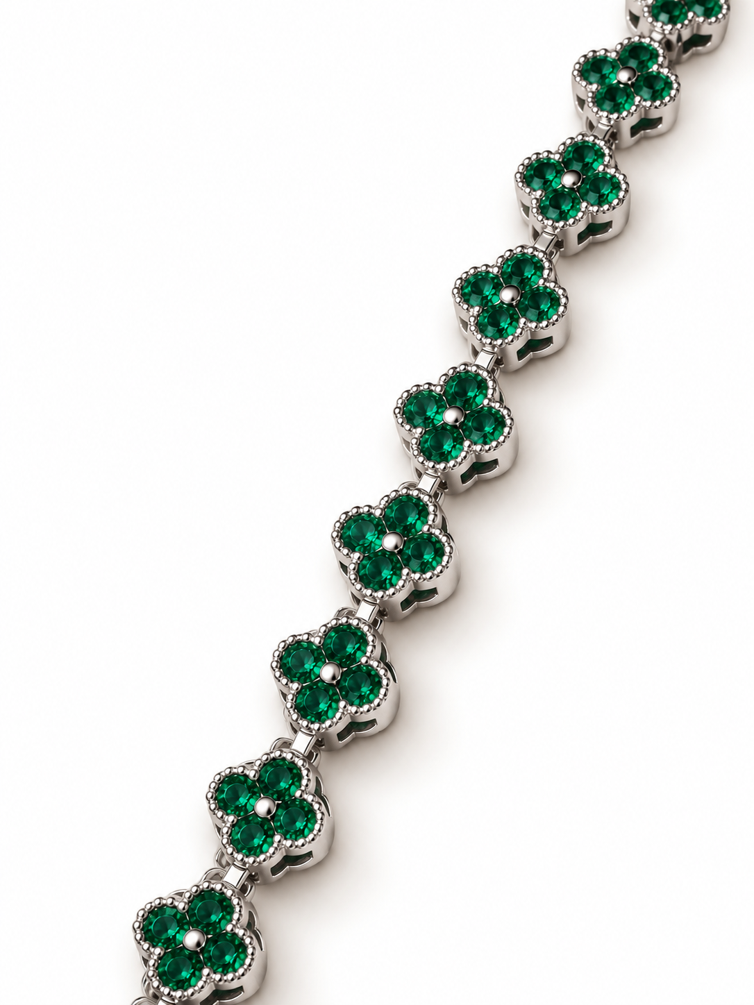Emerald Clover Link Statement Bracelet