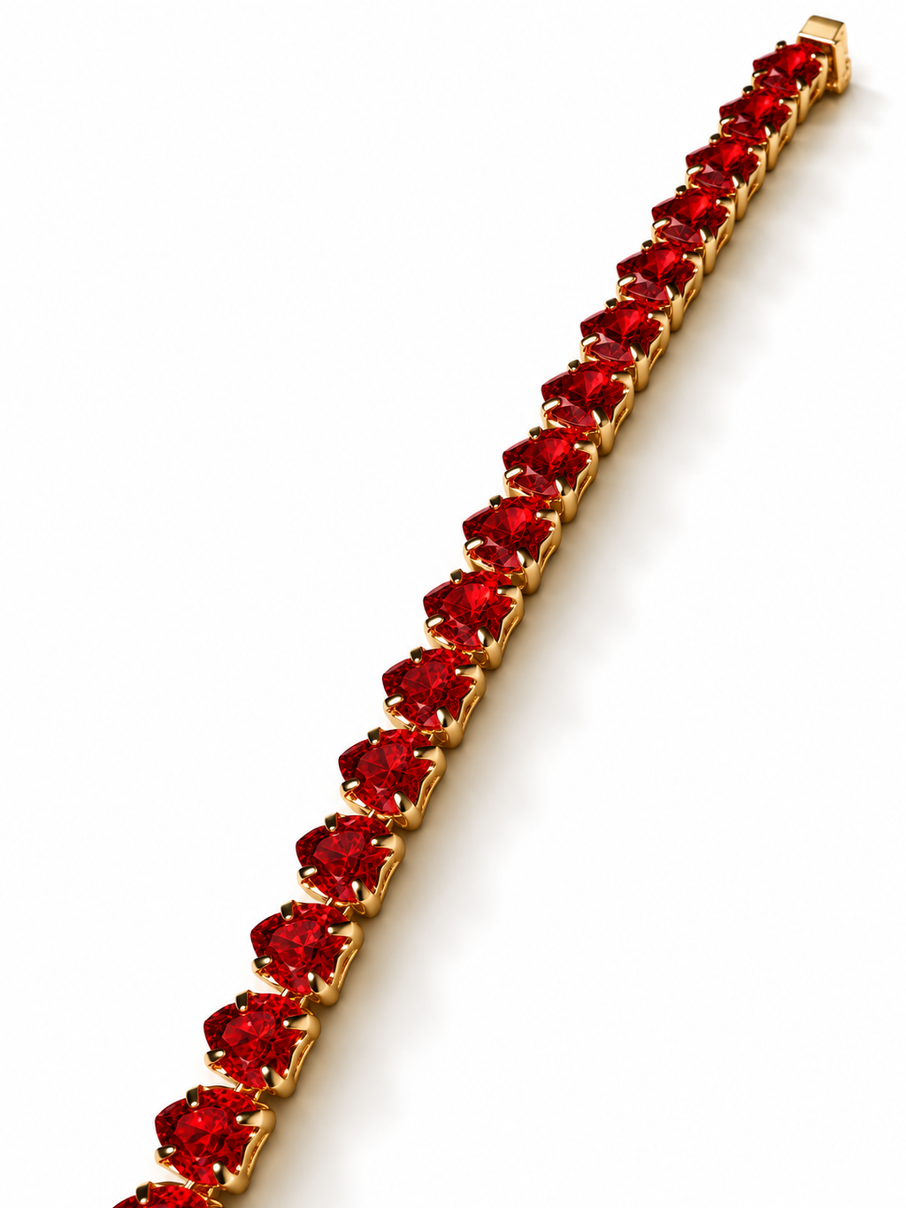 Crimson Heart CZ Tennis Bracelet