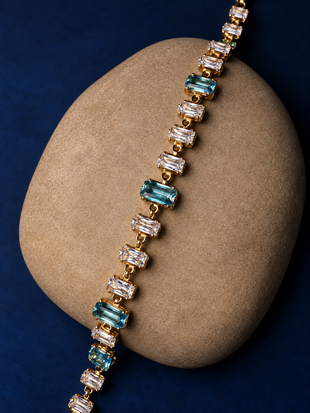 Aquamarine Luxe Baguette Link Bracelet