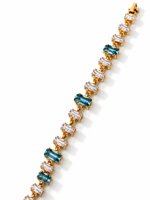 Aquamarine Luxe Baguette Link Bracelet