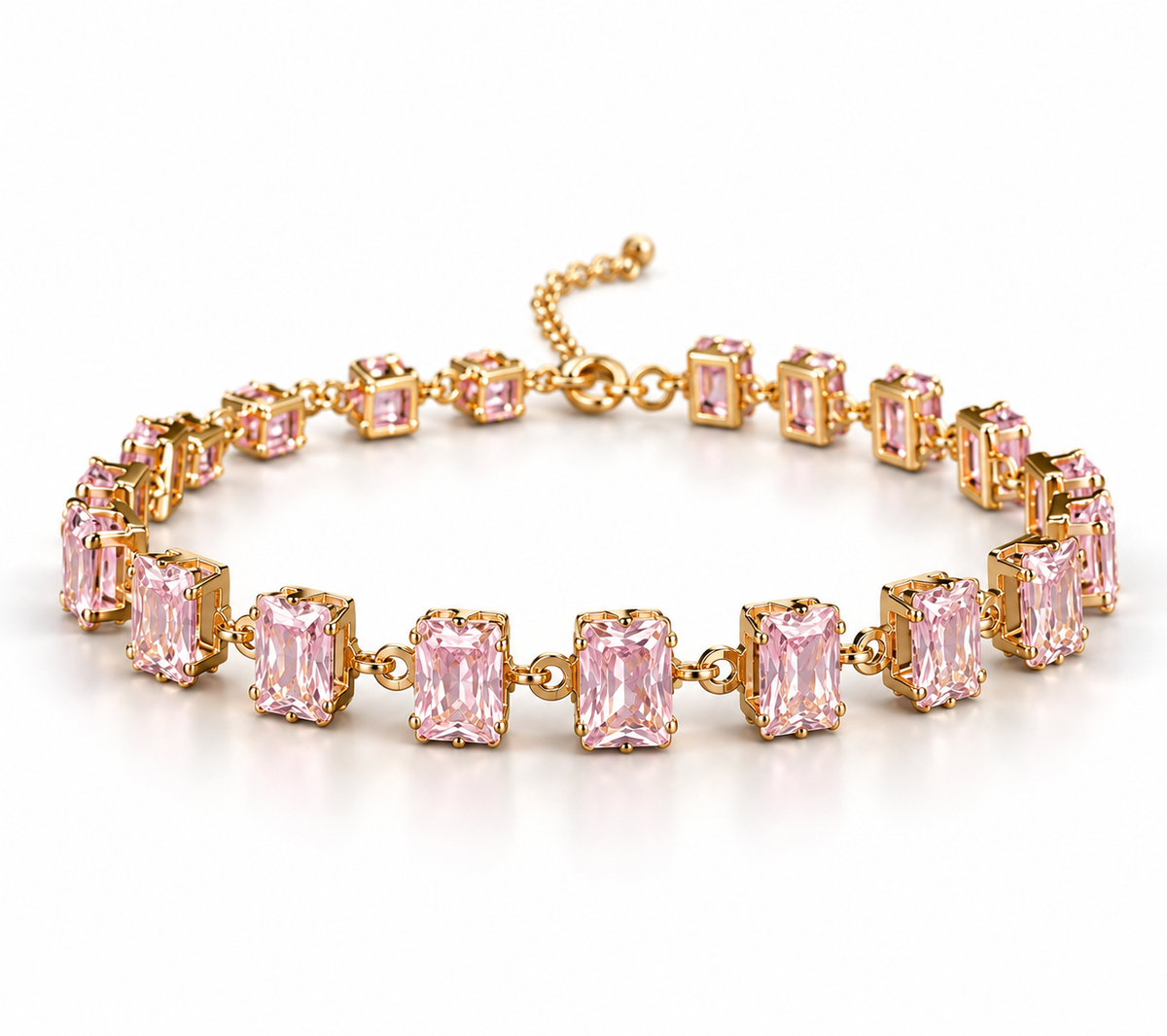 Blush Emerald-Cut Tennis Bracelet