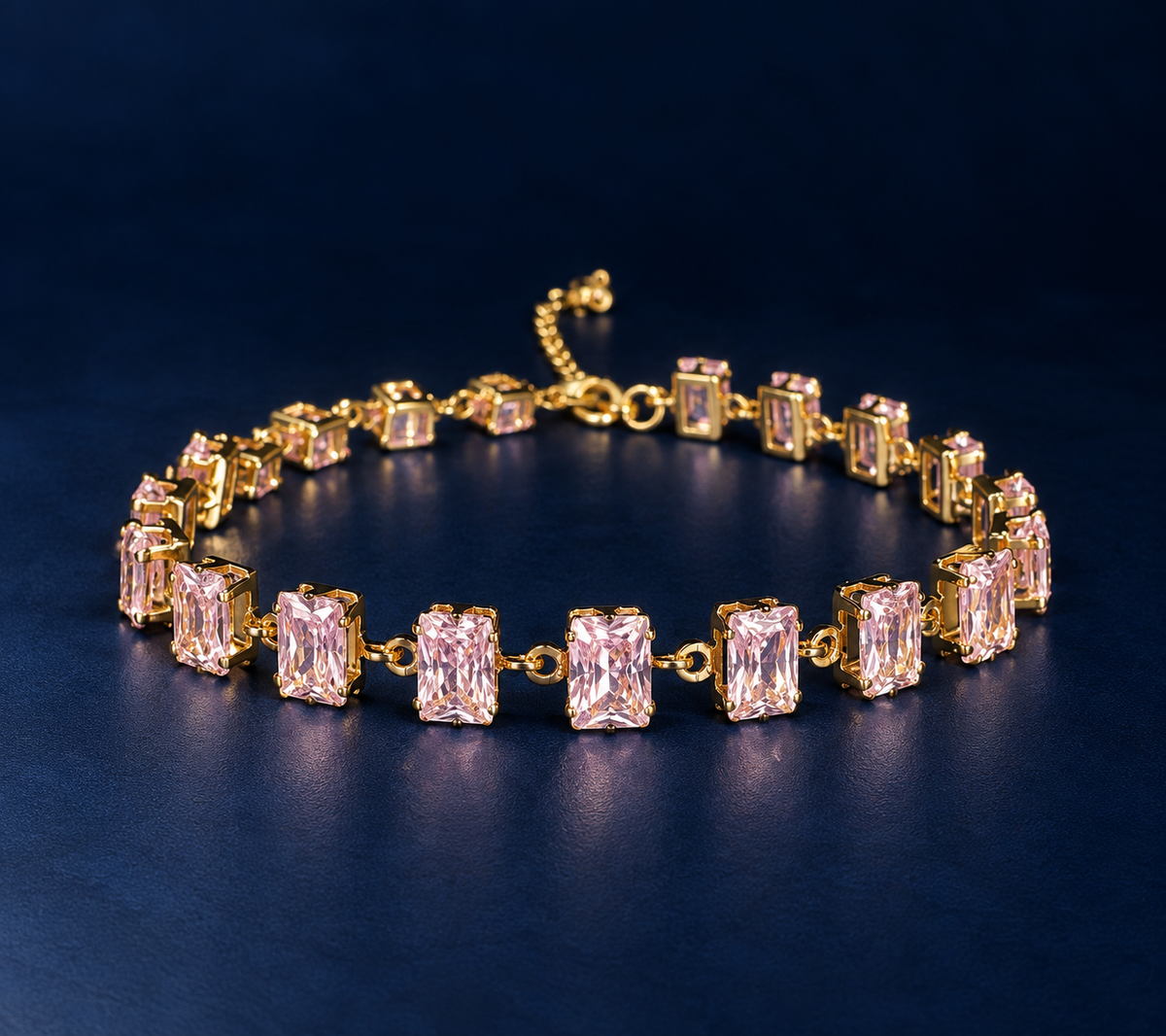 Blush Emerald-Cut Tennis Bracelet