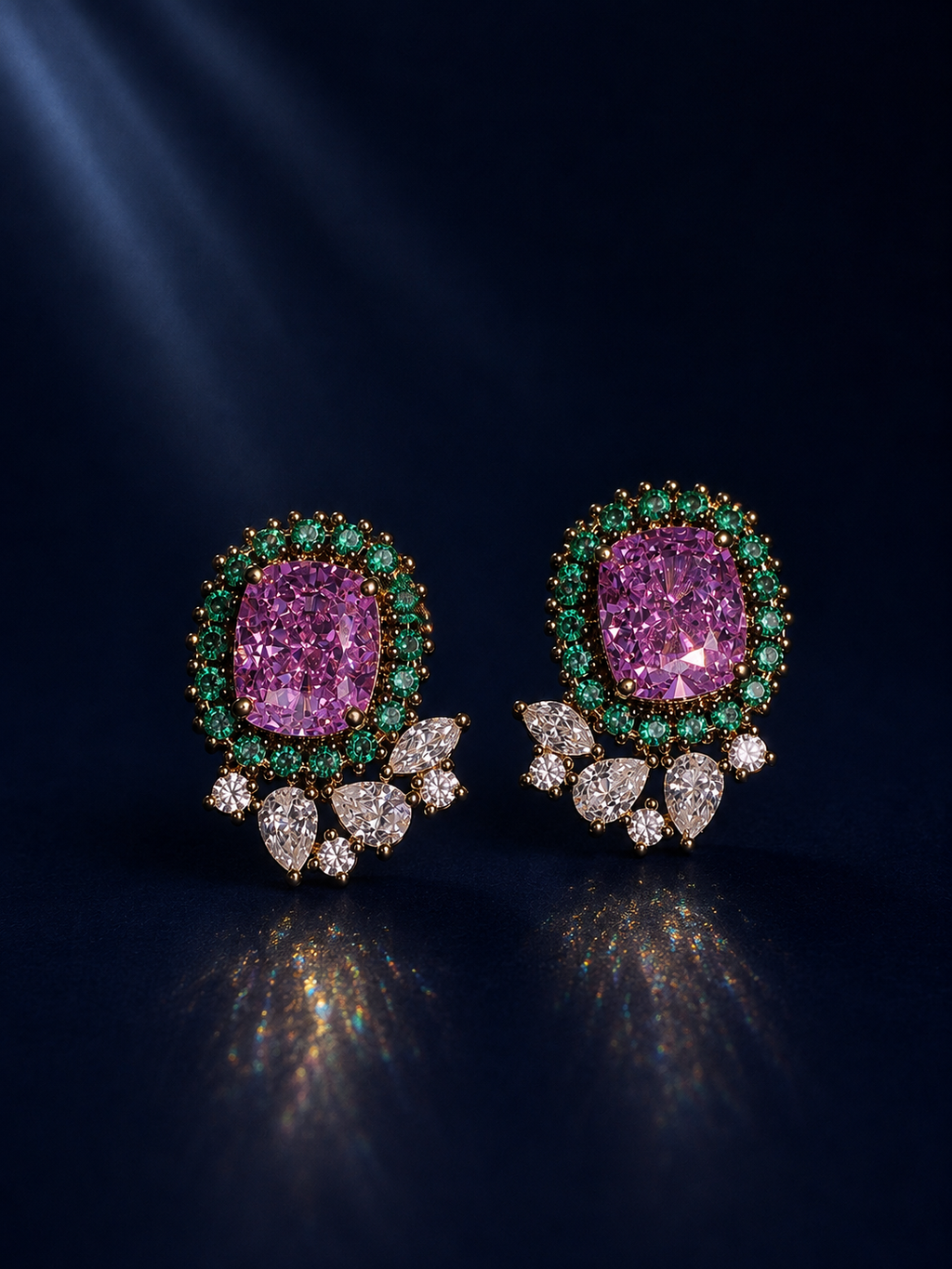 Purple Green Halo Statement Studs