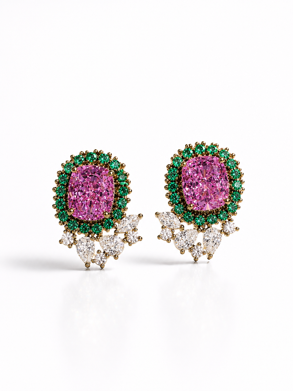 Purple Green Halo Statement Studs