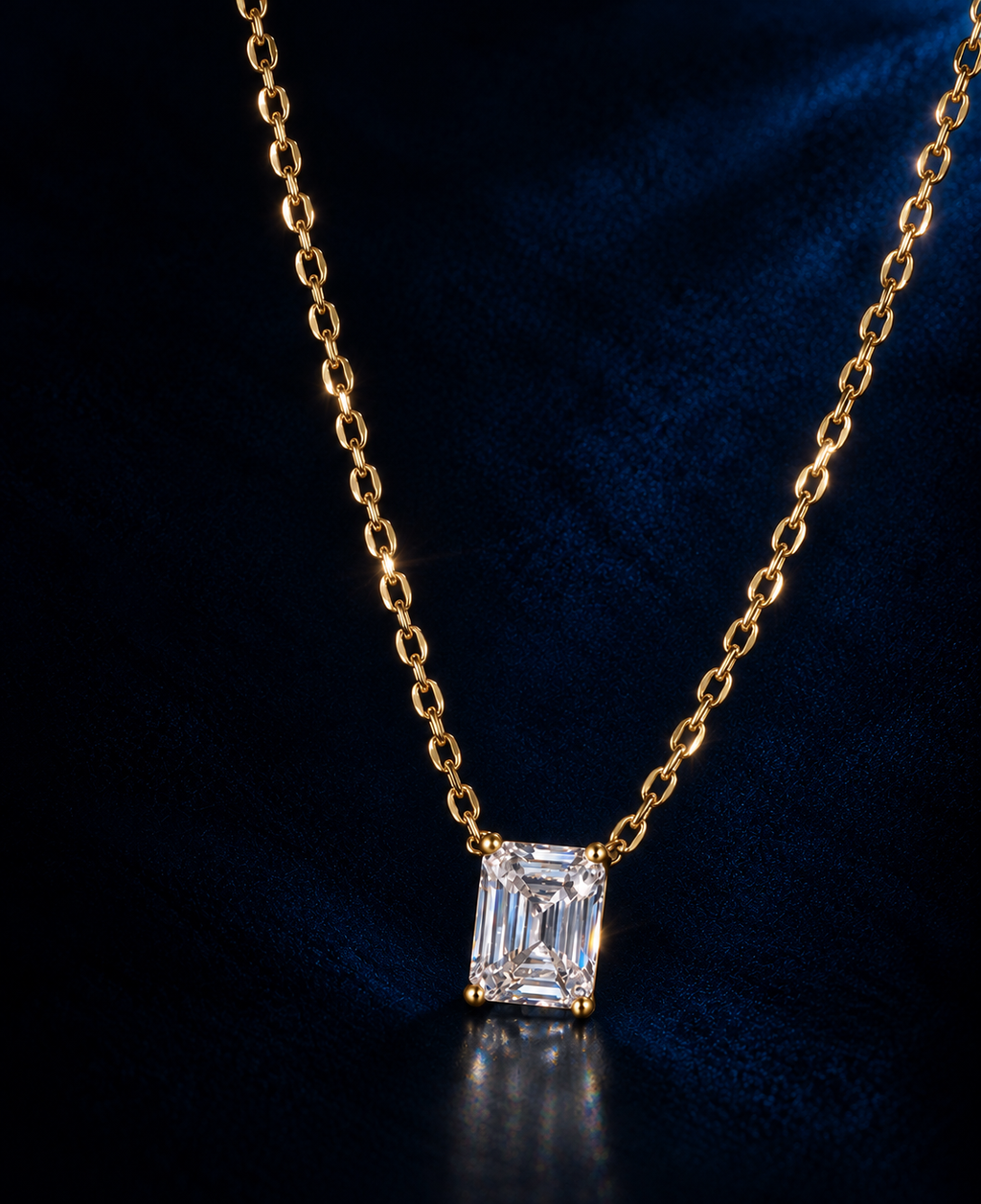 Emerald Cut Radiance CZ Pendant Necklace