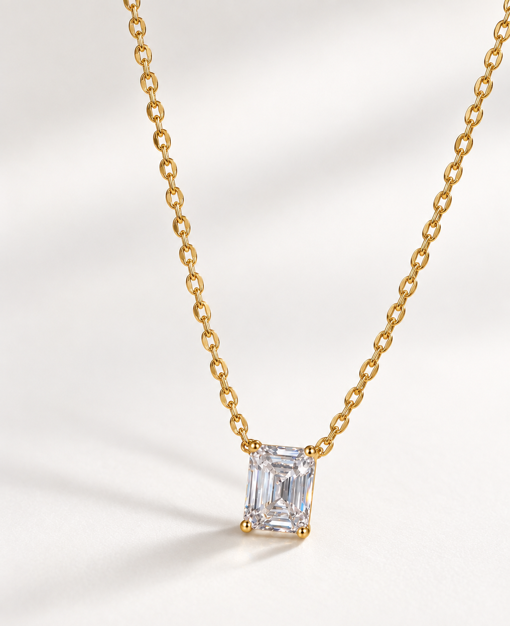 Emerald Cut Radiance CZ Pendant Necklace
