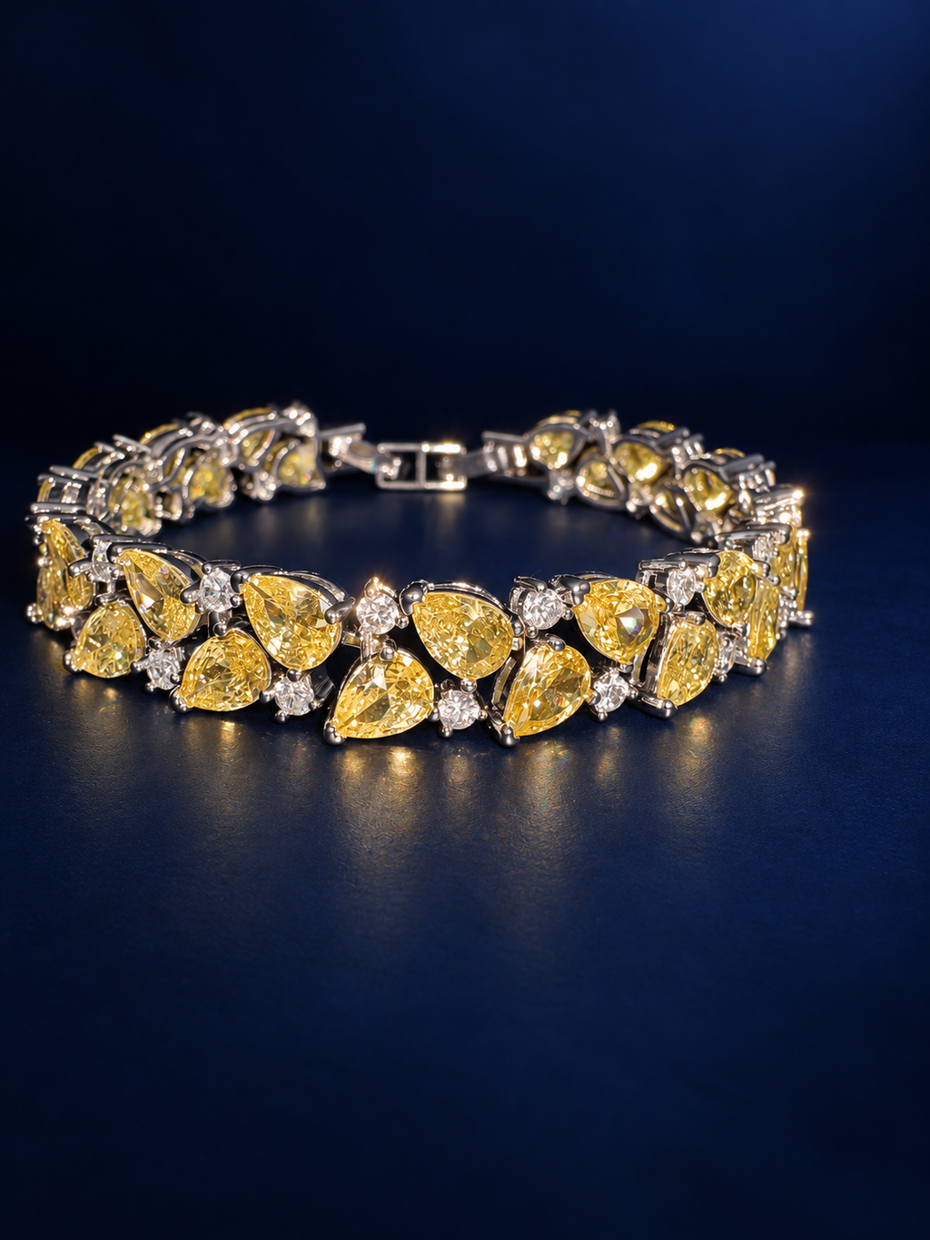 Golden Petal CZ Tennis Bracelet