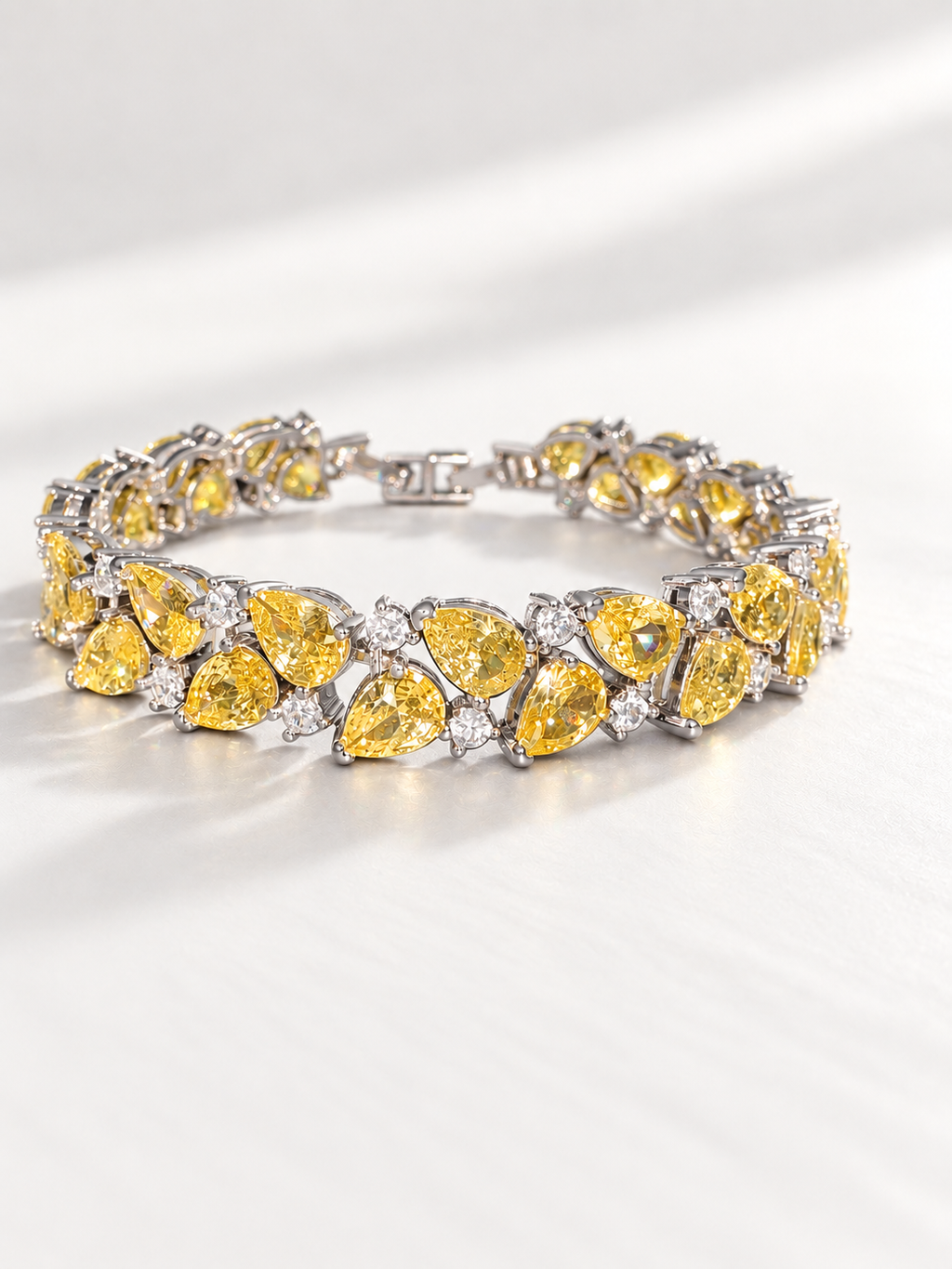 Golden Petal CZ Tennis Bracelet