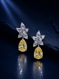 Yellow Teardrop Floral Statement Earrings