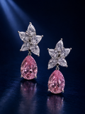 Pink Teardrop Floral Statement Earrings