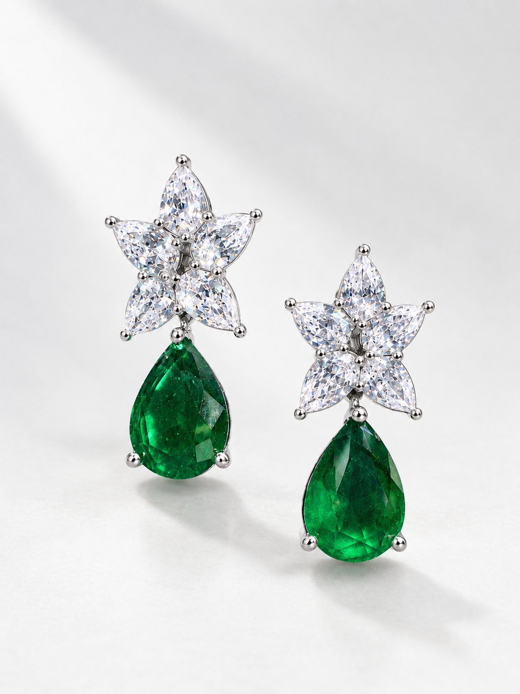 Green Teardrop Floral Statement Earring