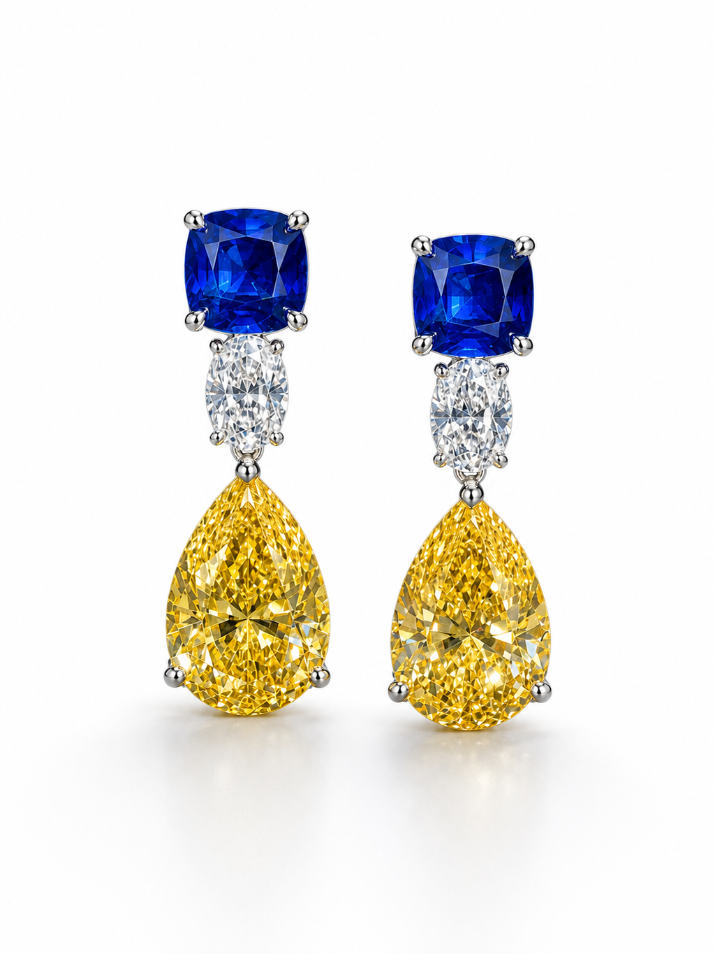 Blue & Yellow Teardrop Statement Earring