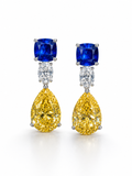 Blue & Yellow Teardrop Statement Earring