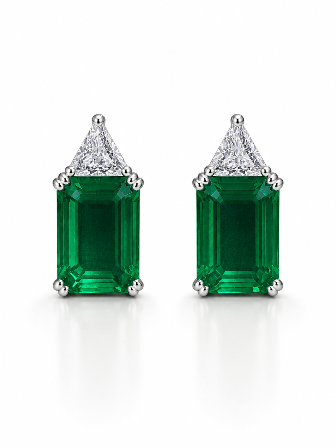 Green Emerald Cut Statement Stud Earrings