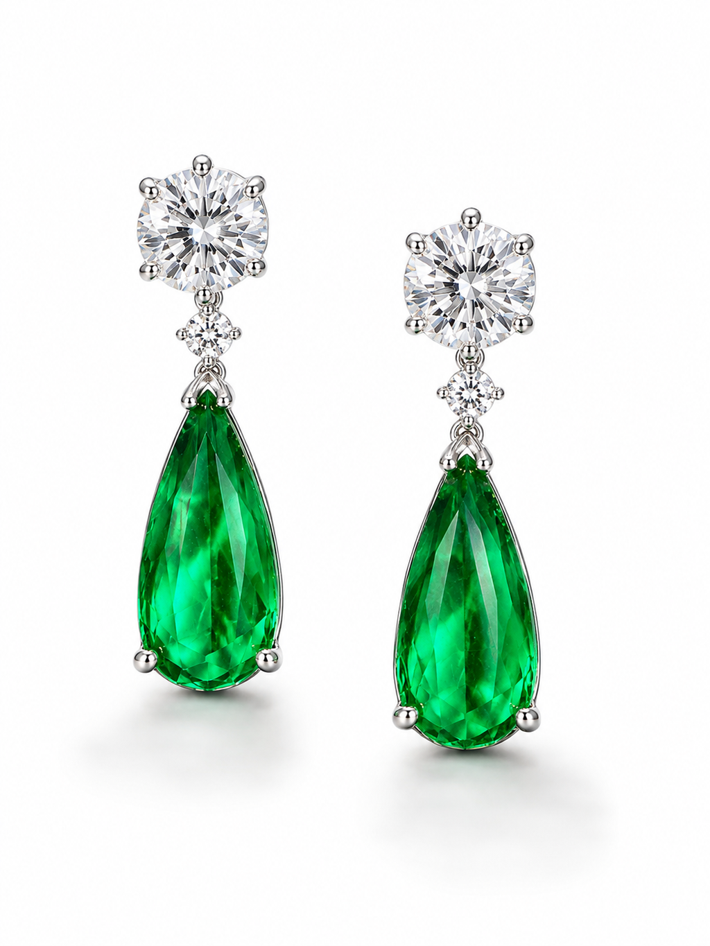 Green Elongated Drop Earrings