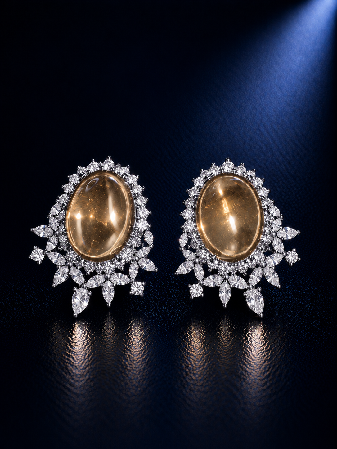 Champagne Celestial Oval Stud Earring