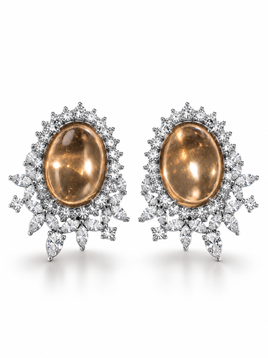 Champagne Celestial Oval Stud Earring