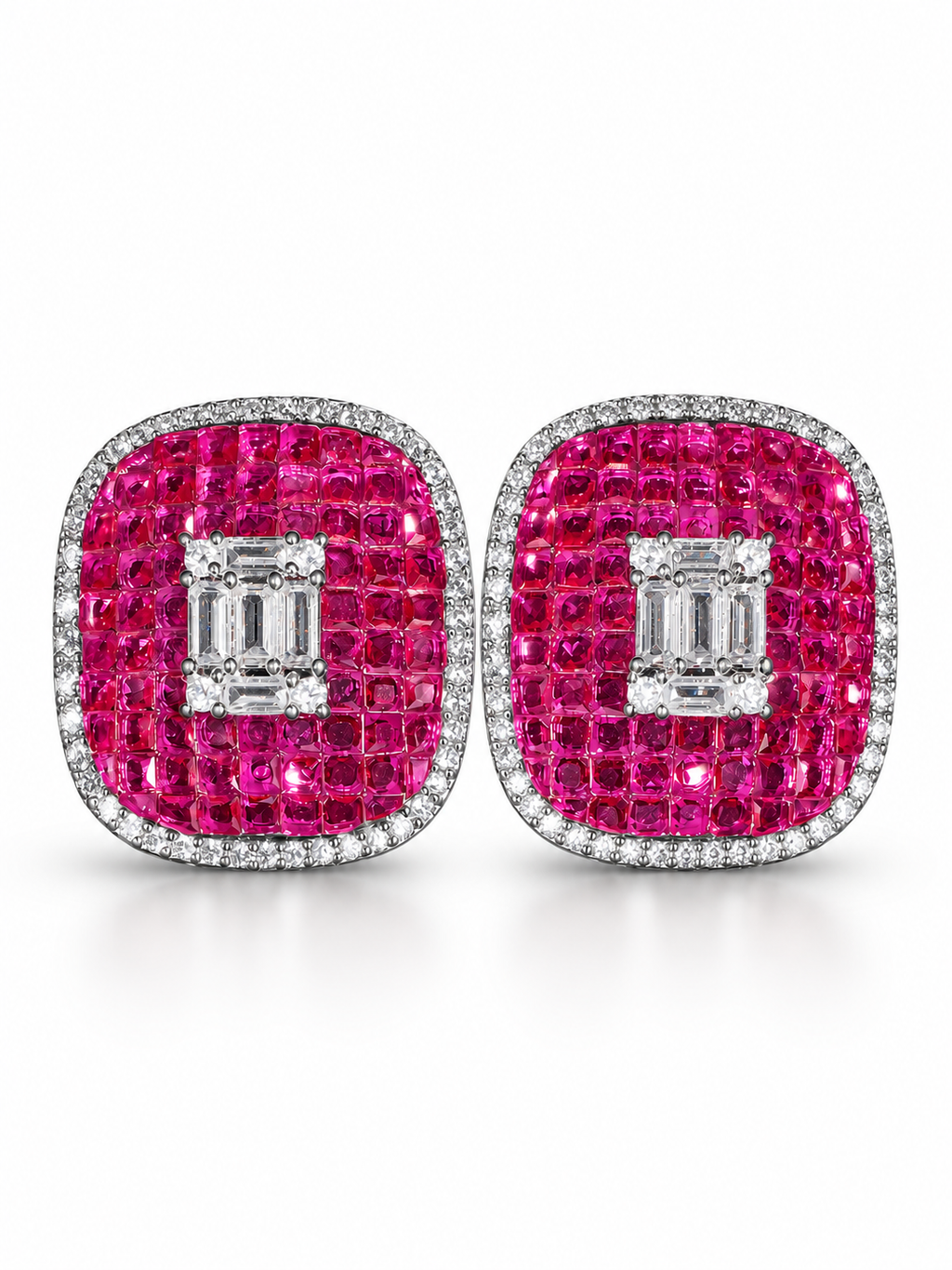 Magenta Luxe Cushion Statement Stud Earring
