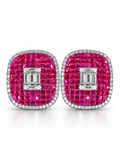 Magenta Luxe Cushion Statement Stud Earring