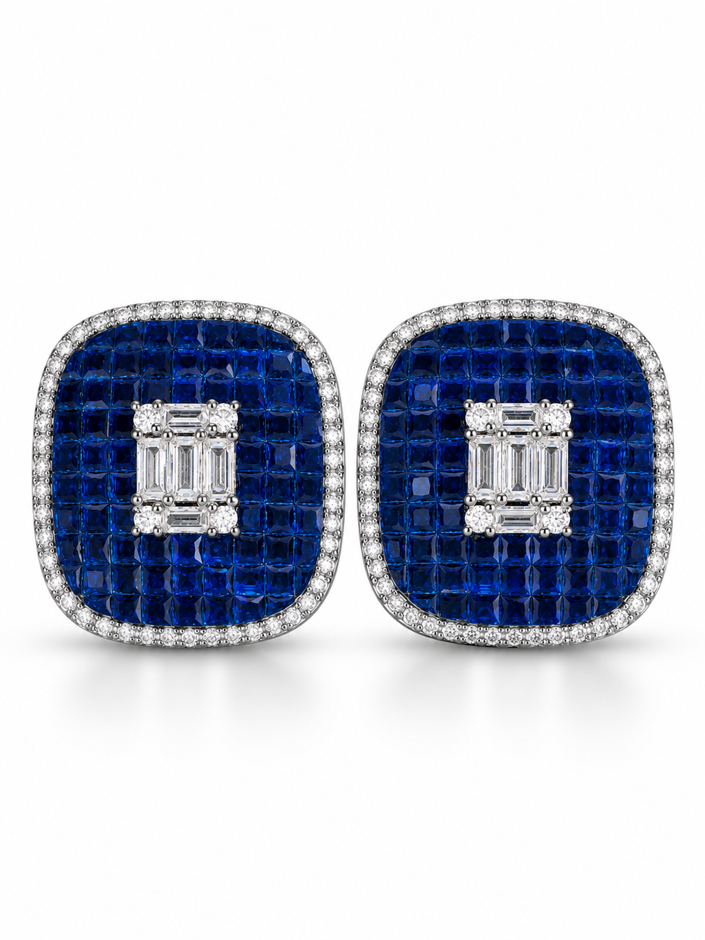 Navy Luxe Cushion Statement Stud Earring