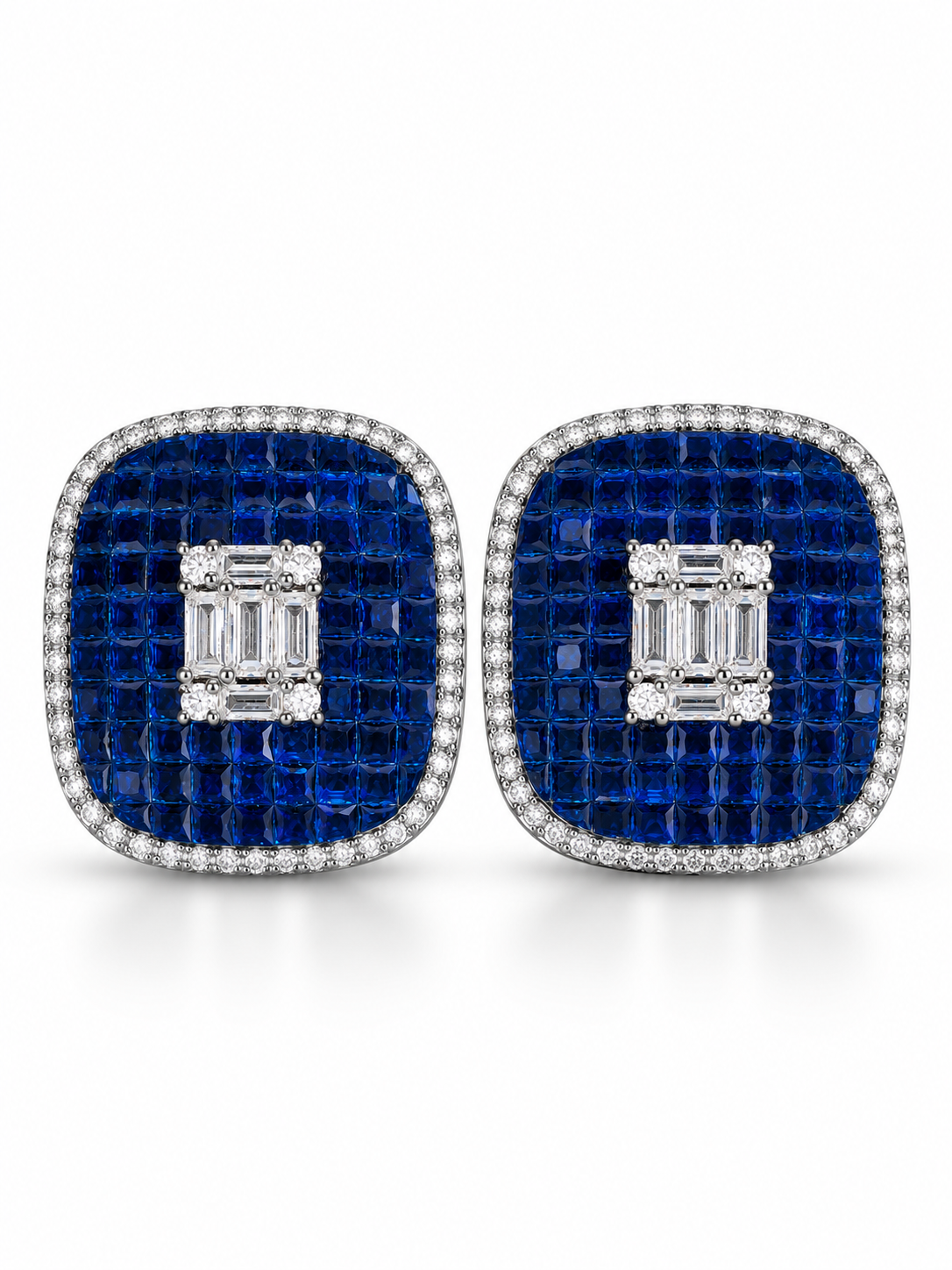 Navy Luxe Cushion Statement Stud Earring