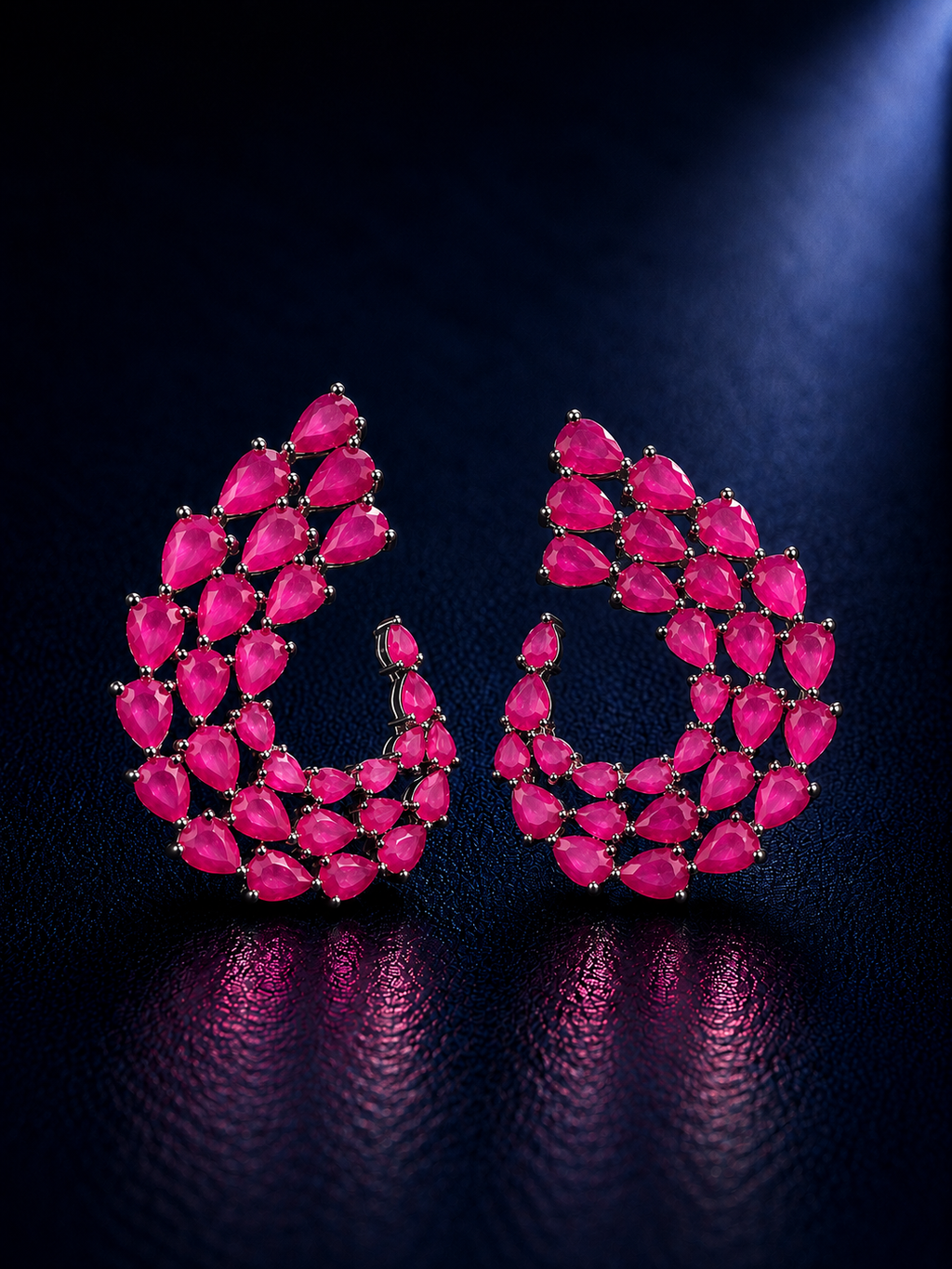 Pink Cascading Pear Cut Earrings