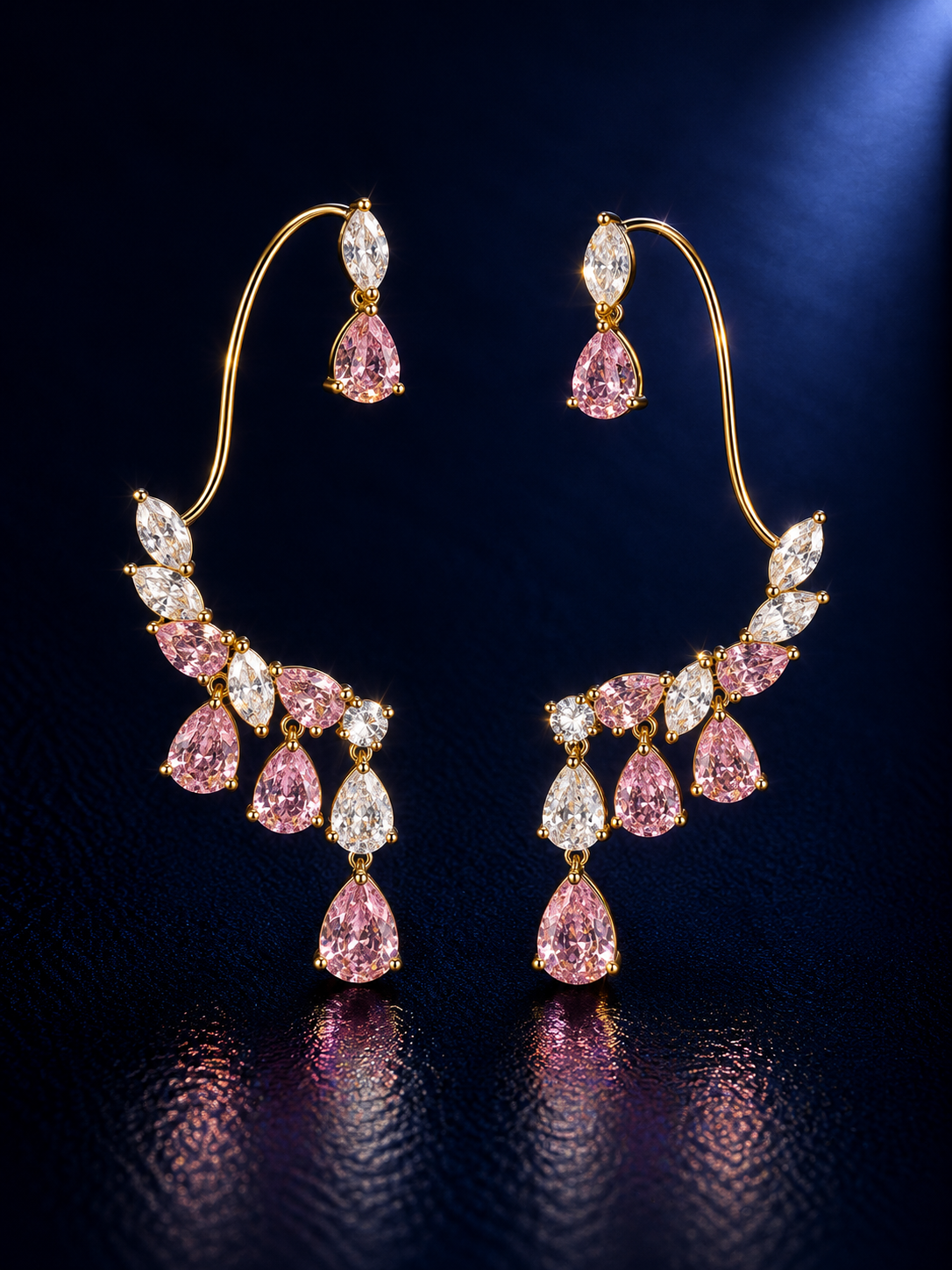 Pink Leaf Teardrop Earcuff