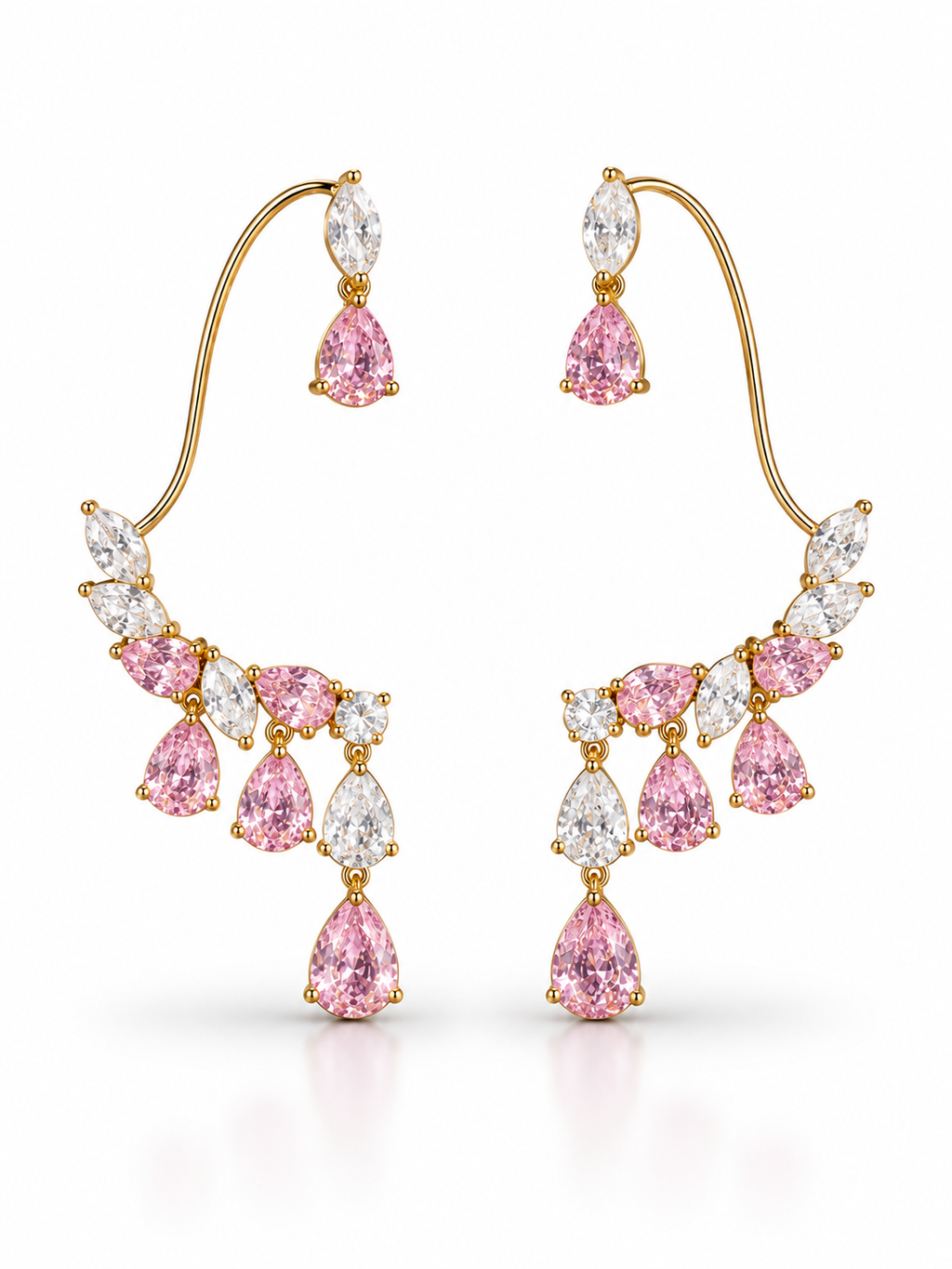 Pink Leaf Teardrop Earcuff
