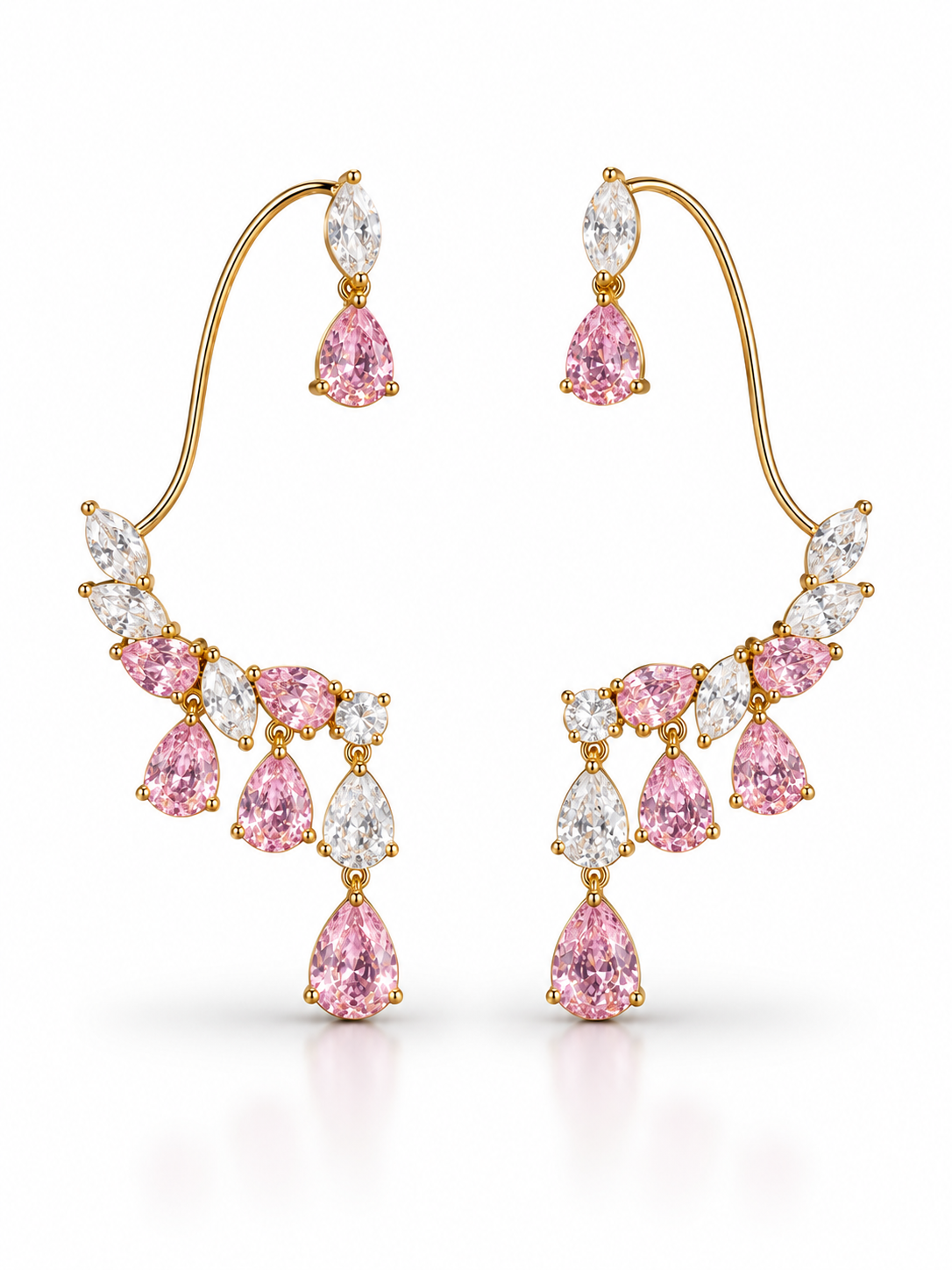 Pink Leaf Teardrop Earcuff